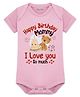 Arvesa Cotton Blend Knit Half Sleeves Happy Birthday Mummy I Love You So Much Text Printed Onesie - Pink