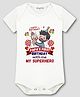 Arvesa Cotton Blend Knit Half Sleeves Father & Son Printed Onesie - White