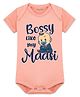Arvesa Cotton Blend Knit Half Sleeves Bossy Like My Maasi Text Printed Onesie - Peach