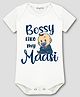 Arvesa Cotton Blend Knit Half Sleeves Bossy Like My Maasi Text Printed Onesie - White