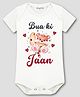 Arvesa Cotton Blend Knit Half Sleeves Tiger Cub Printed Onesie - White