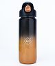 QIPS Tritan 750 ml Sipper Bottle BPA Free Water Bottle with Flip Lock Lid, Silicone Straw & Hydration Tracker -Black Amber