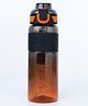 QIPS Tritan Sipper Bottle 1 Litre BPA Free Bottle with Push Button Lock Lid Silicone Straw & Grip Band - Black Amber