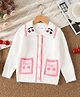 Mark & Mia Knit Full Sleeves Front Open Sweater With Cherry Design - White