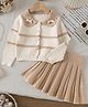 Mark & Mia Viscose Full Sleeves Solid Sweater Set With Bow Applique -Beige