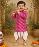 Vastramay Cotton Woven Full Sleeves Leheriya Printed Kurta & Dhoti - Pink