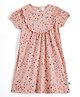 JusCubs Cotton Knit Half Sleeves Stars Printed Lace Detailed Dress - Pink