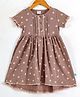 JusCubs Cotton Knit Half Sleeves Hearts Printed Dress - Brown