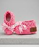 Funkrafts Hand Knitted Bow Applique Detailed Crochet Booties - Pink