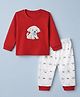 Be Baby 100% Cotton Knit Full Sleeves Pyjama Night Suit With Puppy Patch - Red