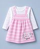 Be Baby Cotton Knit Full Sleeves Frock with Inner Tee and Rabbit Embroidery in Pink for 3-6 Months