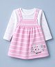 Be Baby Cotton Muslin Knit Frock and Tee with Full Sleeves and Rabbit Embroidery in Pink for 9-12 Months
