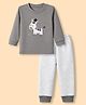 Be Baby Interlock Knit Full Sleeves T-Shirt & Striped Pyjama Night Suit with Zebra Patch - Grey