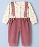 Be Baby Interlock Knit Full Sleeves Romper with text and Bunny Print - Dark Red