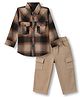 Be Baby Muslin Knit Full Sleeves Checked Shirt & Cargo Pant Set - Beige