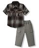 Be Baby Muslin Knit Full Sleeves Checked Shirt & Cargo Pant Set - Black
