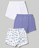 Babyhug 100% Cotton Single Jersey Knit Trunks With Solid And Graphic Print Pack Of 3 - Blue & White