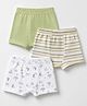 Babyhug 100% Cotton Single Jersey Knit Trunks With Solid And Stripes Print Pack Of 3 - White & Olive Green