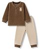Be Baby Knitted Full Sleeves Winter Wear Suits With Teddy Bear Patch - Light Brown