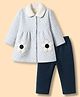 Be Baby Jacquard Knit Full Sleeves Winter Wear Suits With Floral Patch - Light Blue