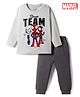 Bonfino Marvel Interlock Knit Full Sleeves T-Shirt & Pyjama Night Suit with Spider Man Graphics - Grey