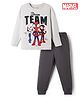 Bonfino Marvel Interlock Knit Full Sleeves T-Shirt & Pyjama Night Suit with Spider Man Graphics - Grey