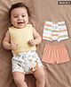 Babyhug 100% Cotton Single Jersey Knit Striped Trunk with Dinosaur Print Pack of 3 - White & Peach