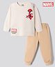 Bonfino Marvel Interlock Knit Full Sleeves T-Shirt & Pyjama Night Suit with Spider-Man Graphics - Beige