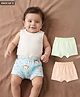 Babyhug 100% Cotton Single Jersey Knit Trunks with Animal Print Pack of 3 - Blue Green & Peach