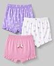 Babyhug 100% Cotton Single Jersey Knit Bloomer With Floral & Butterfly Print Pack of 3 - White, Pink & Purple