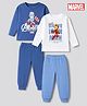 Bonfino 100% Cotton Interlock Knit Full Sleeves T-Shirt & Pyjama Night Suit With Avengers Print Pack Of 2 - Navy Blue & White