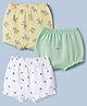 Babyhug Cotton Single Jersey Bloomers With Floral Print Pack of 3 - Green White Yellow