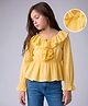 Arias Cotton Woven Full Sleeves Peplum Top with Frill Detailing - Yellow
