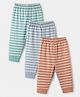 Zero Cotton Interlock Knit Full Length Leggings with Stripes Pack of 3 in Light/Sky Blue