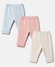 Zero Interlock Knit Full Length Solid Leggings Pack of 3 - Beige, Sky Blue & Pink