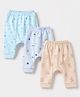 Zero Cotton Interlock Knit Full Length Diaper Leggings with Boats And Fish Print Pack of 3 in Aqua Blue Peach