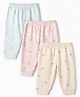 Zero Cotton Interlock Knit Full Length Diaper Leggings with Puppy Print Pack of 3 in Pink Purple