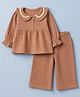 Babyhug 100% Cotton Terry Knit Full Sleeves Top and Pant Set - Brown