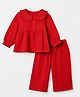 Babyhug 100% Cotton Terry Knit Full Sleeves Top and Pant Set - Red