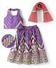 EARTHY TOUCH Woven Sleeveless Embroidered Choli & Lehenga Set With Dupatta - Lavender