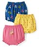 Babyhug 100% Cotton Single Jersey Knit Bloomer With Floral & Polka Dot Print Pack of 3 - Yellow, Navy & Pink