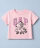 GAP Cotton Mixes Knit Relaxed Fit Round Neck Half Sleeves T-Shirt with GAP Logo Text & Snoopy Print - Light Pink