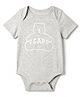 GAP 100% Organic Pure Cotton Woven Chest Print Regular Fit Round Neck Half Sleeves Onesie with Bear Embroidery - Grey