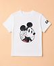 GAP Cotton Knit Relaxed Fit Round Neck T-Shirt with Short Sleeves and Mickey Mouse Graphic - White