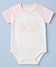 GAP Oragnic Cotton Knit Half Sleeves Regular Fit Round Neck Onesies With Logo Print - Pink