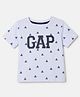 GAP Cotton Elastane Knit T-Shirt with Half Sleeves and Gap Text & Bear Print in Light