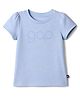 GAP Cotton Elastane Knit Top with Half Sleeves and Logo Print - Sky Blue