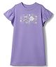 GAP Cotton Woven Half Sleeves Dress with Floral Embroidery - Lilac