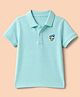 GAP 100% Pure Cotton Knit Relaxed Fit Button Down Polo Collar T-Shirts with Half Sleeves and Donald Duck Embroidery - Blue