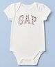 GAP Cotton Knit Regular Fit Round Neck Half Sleeves Onesie Bodysuit With Text Print - White